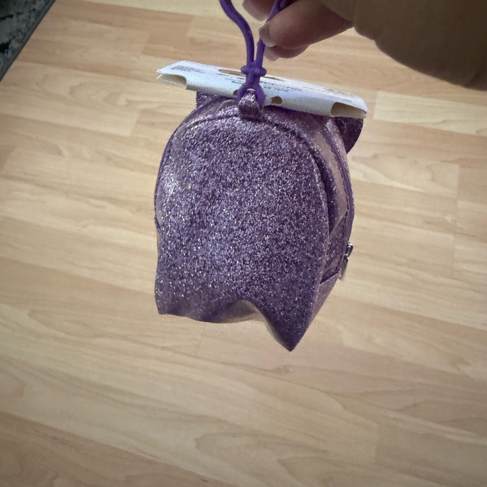 Purple Glitter Cat Kids Coin Purse - Picture 3 of 6